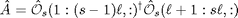 $$ \hat{A} = \hat{\mathcal{O}}_s(1:(s-1)\ell,:)^\dagger
\hat{\mathcal{O}}_s(\ell+1:s\ell,:) $$